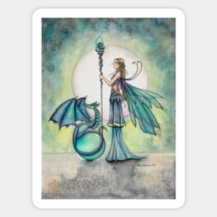 Aquamarine Dragon Fairy Dragon Art by Molly Harrison Sticker